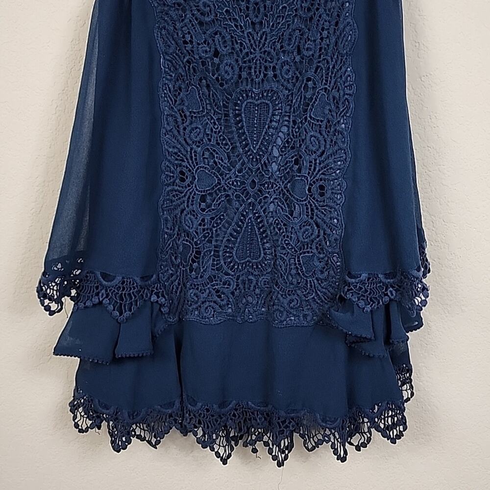 Free People Vintage Applique Dark Blue Lace Dress - Picture 8 of 8
